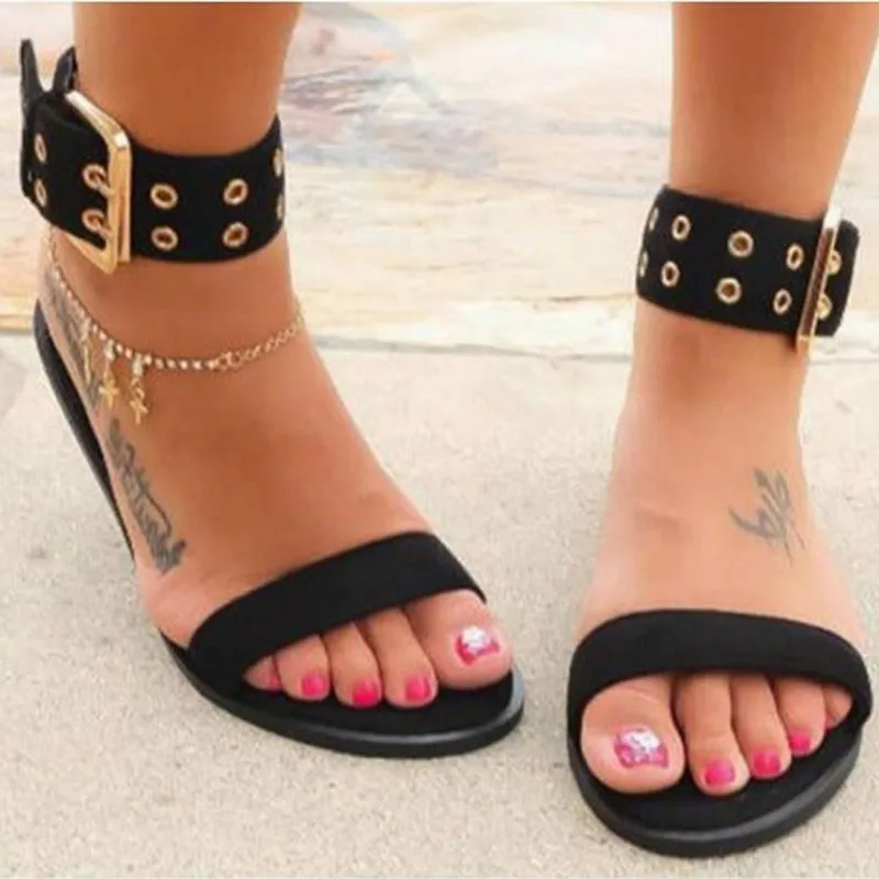 Roman Retro Casual Women's Buckled Flat Sandals