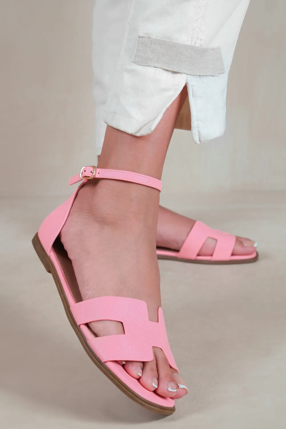 ROME CUT OUT STRAP WITH ANKLE STRAP IN PINK