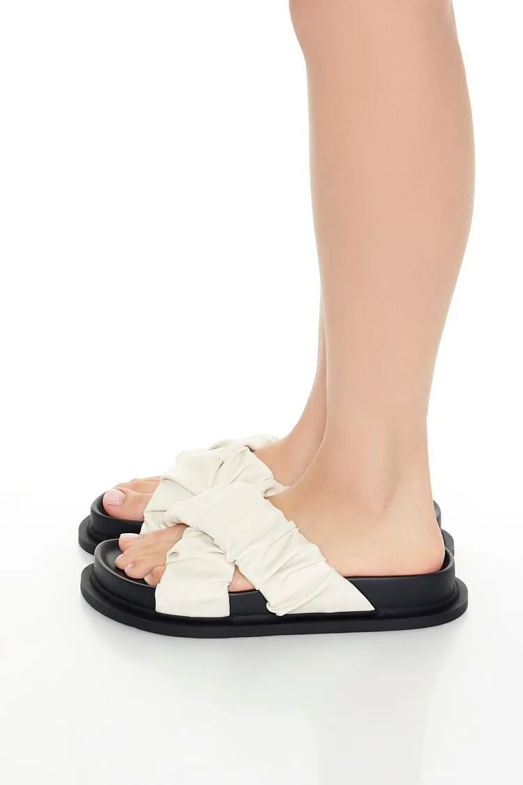 Ruched Crisscross Lug-Sole Sandals