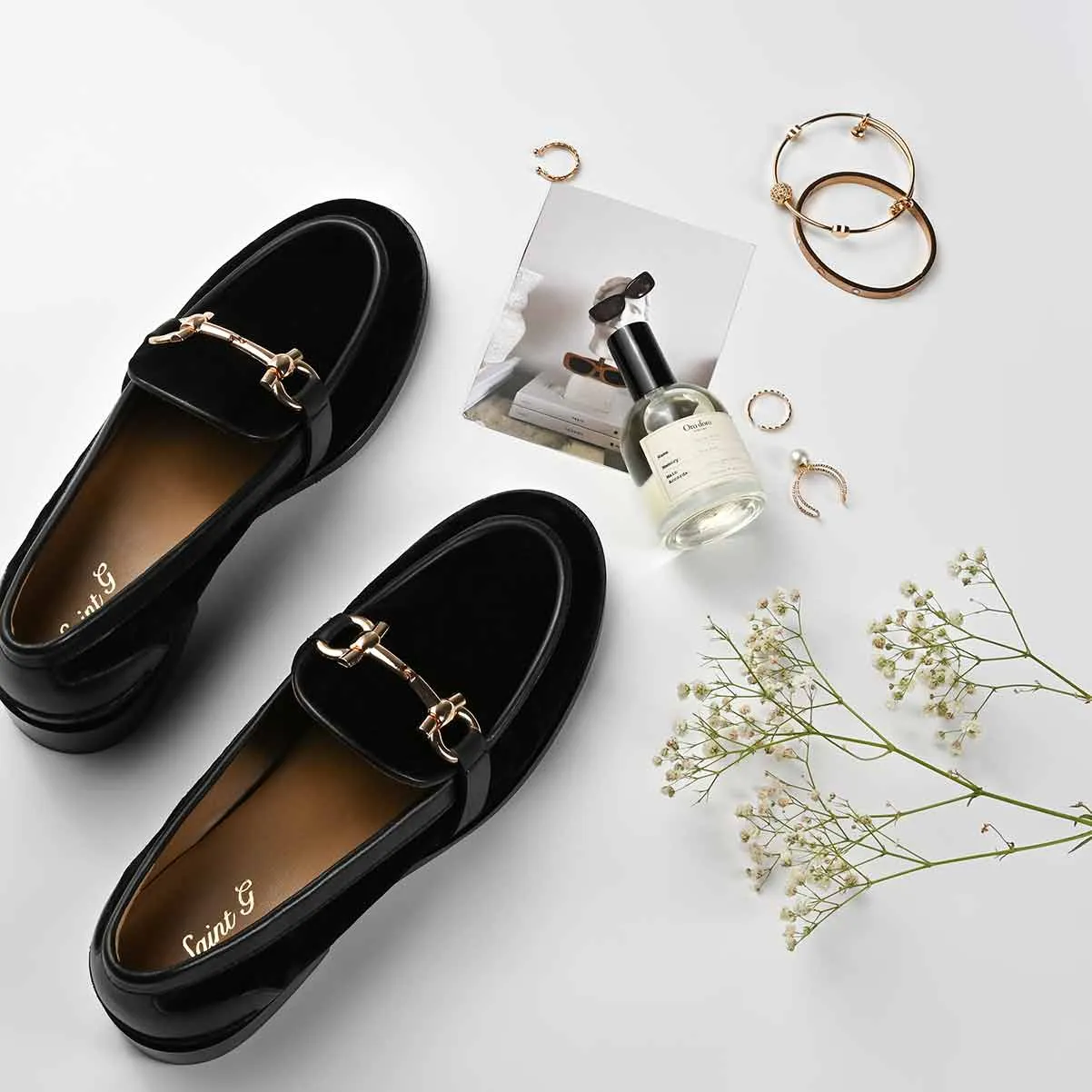 Saint Cinzia Black Velvet Moccasins