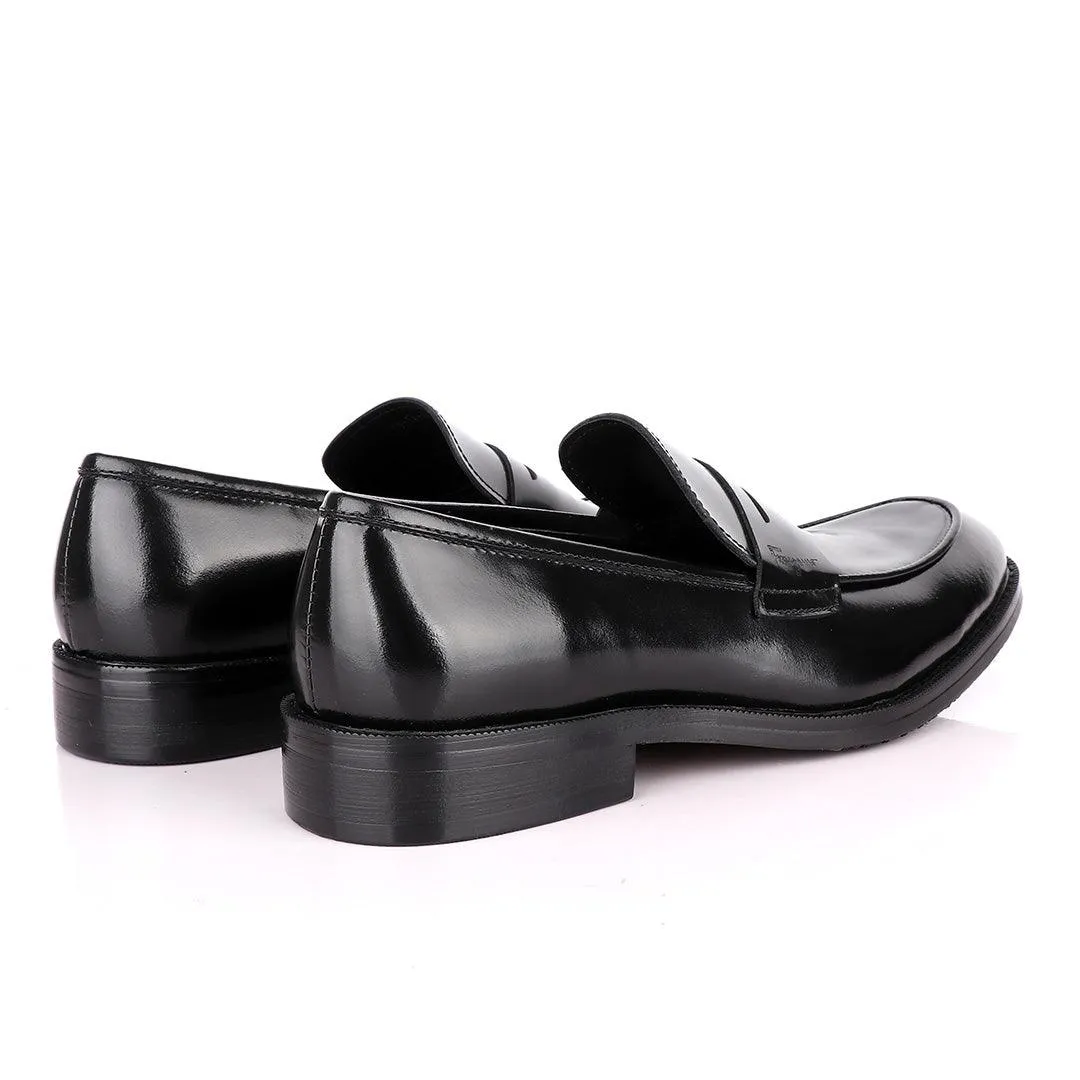 Salvatore Ferragamo Black Leather Penny Loafers