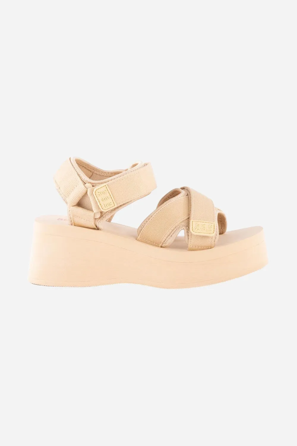 Seychelles Serenade Nylon Platform Sandals in Beige