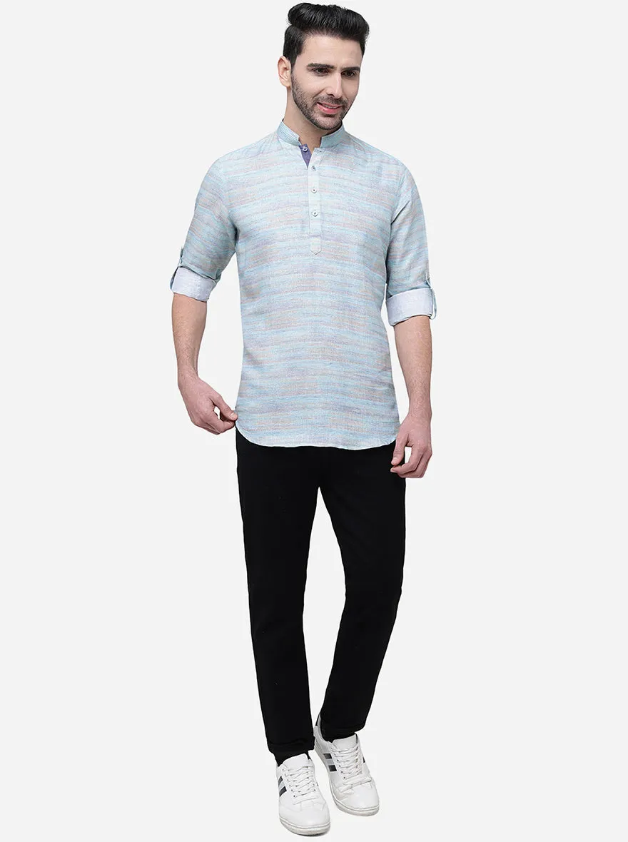 Sky Blue Solid Slim Fit Party Wear Kurta | JB Studio