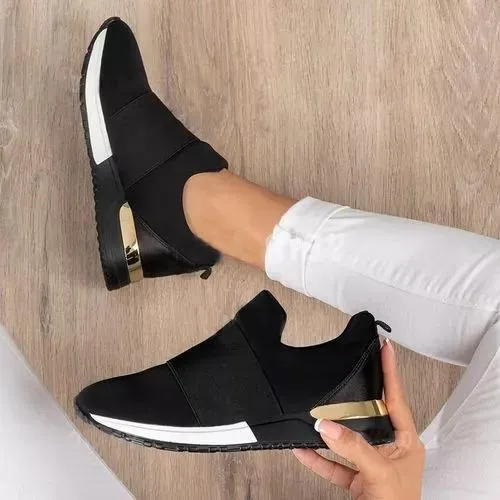 Slip-On Knit Solid Color Sneakers For Female Sport Mesh Casual Shoes