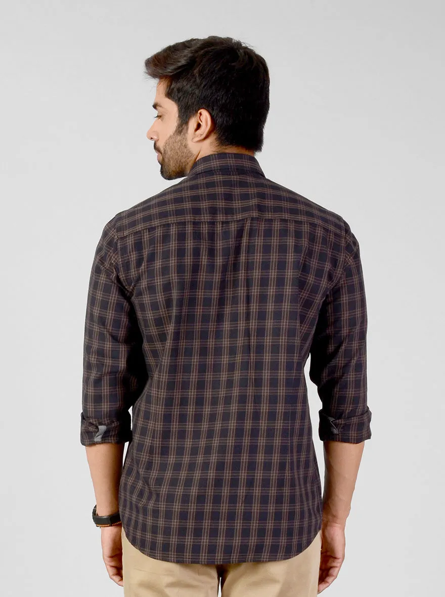 Soil Brown & Black Checked Smart Fit Casual Shirt | Greenfibre