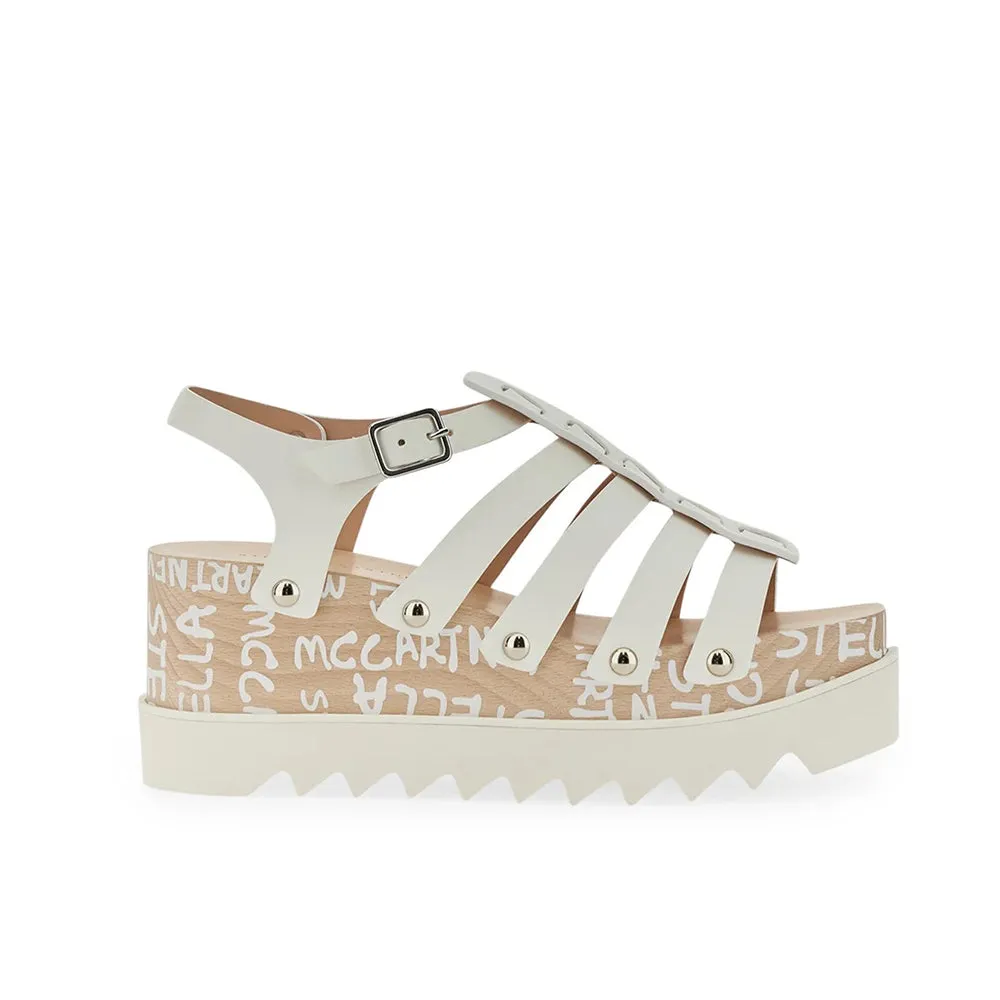 Stella McCartney Women's Elyse 'Piers' Platform Wedge Sandal in White