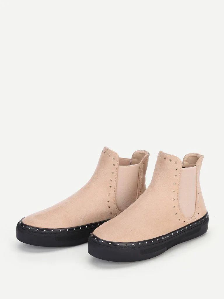 Studded Detail Flatform Chelsea Boots