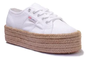 Superga 2790 Cotropew Espradille Flatform Trainer In White