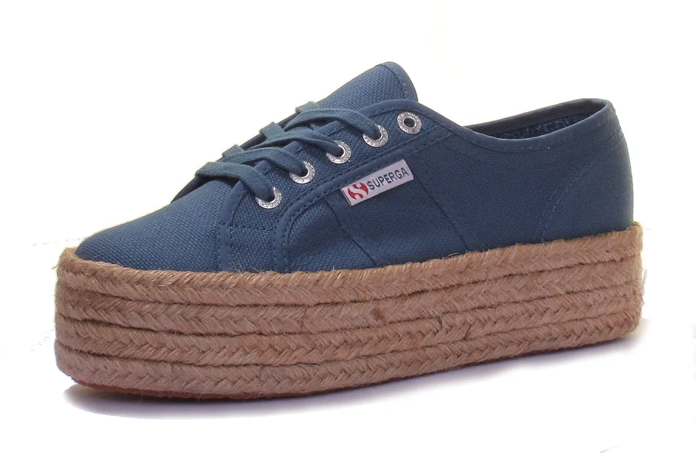 Superga 2790 Cotropew Espradrille Flatform Trainer In Blue