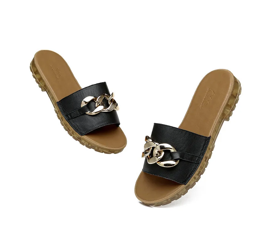 TARRAMARRA Leather Flat Slides Women Jianna Ultra Soft Footbed