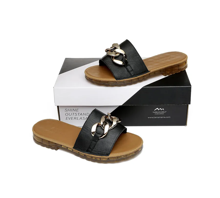 TARRAMARRA Leather Flat Slides Women Jianna Ultra Soft Footbed