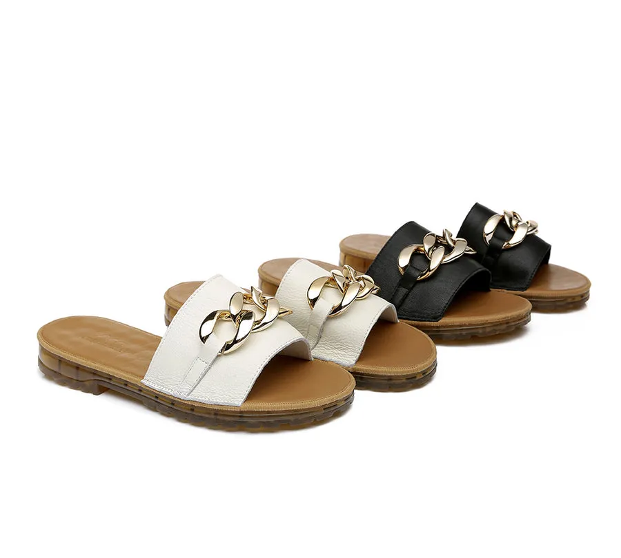 TARRAMARRA Leather Flat Slides Women Jianna Ultra Soft Footbed