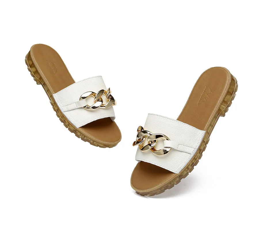 TARRAMARRA Leather Flat Slides Women Jianna Ultra Soft Footbed