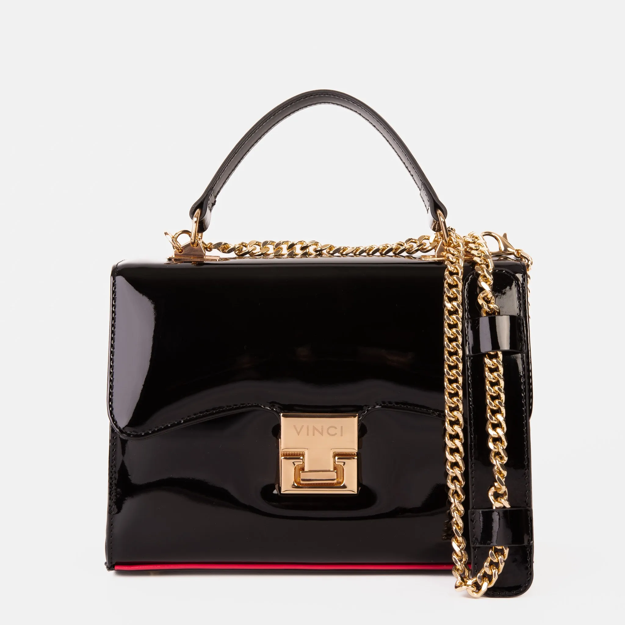 The Ege Black Patent Leather Handbag