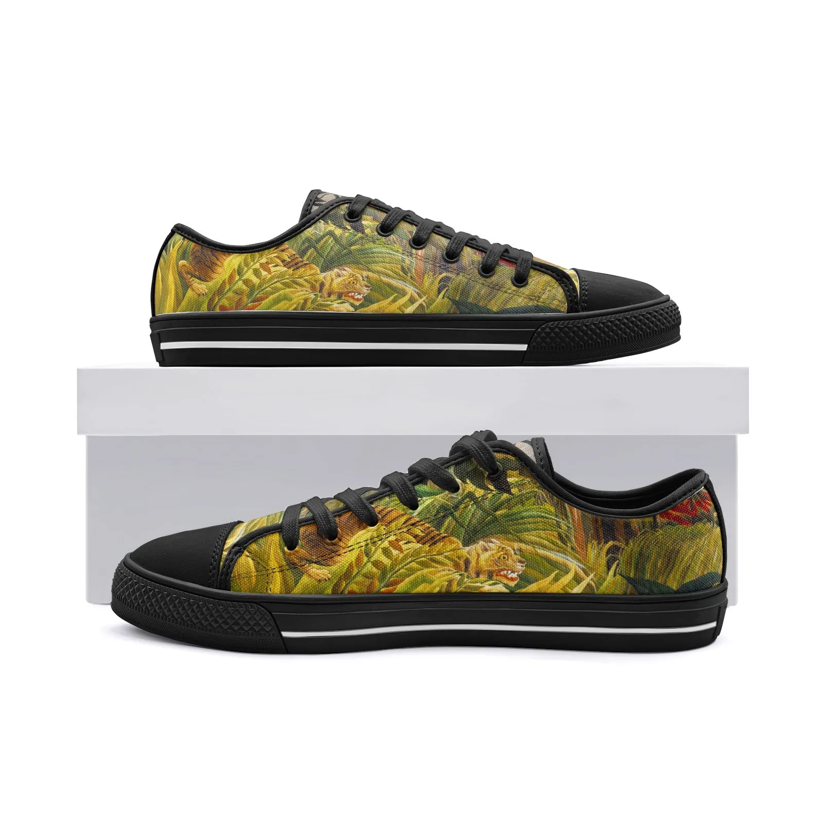 Tiger in a Tropical Storm by Rousseau Unisex Low Top Canvas Shoes