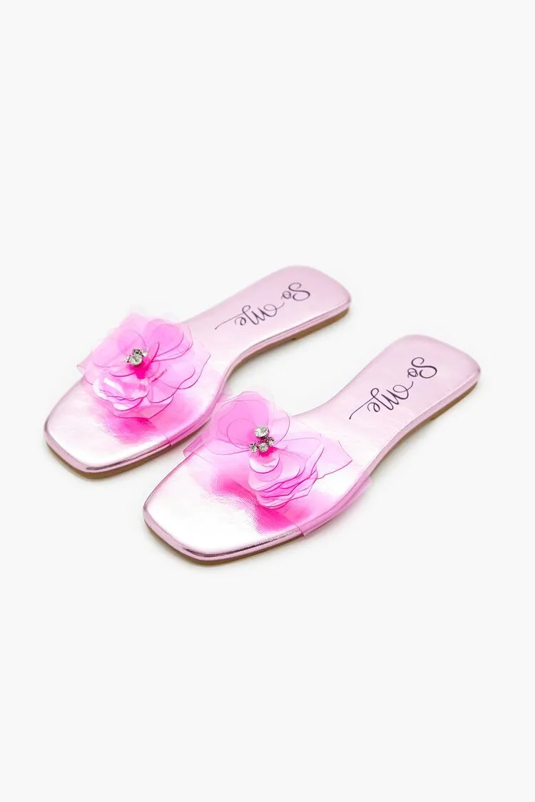 Transparent Rhinestone Flower Sandals