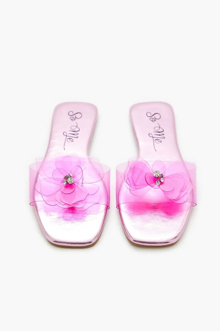 Transparent Rhinestone Flower Sandals