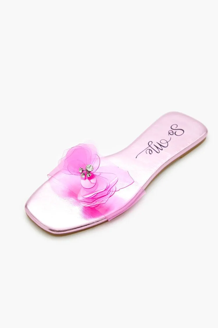 Transparent Rhinestone Flower Sandals