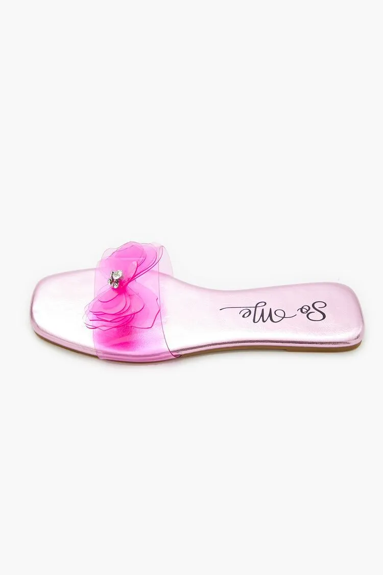 Transparent Rhinestone Flower Sandals