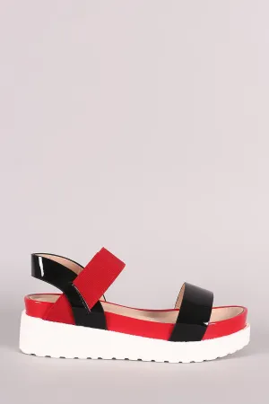 Two Tone Open Toe Flatform Sandal