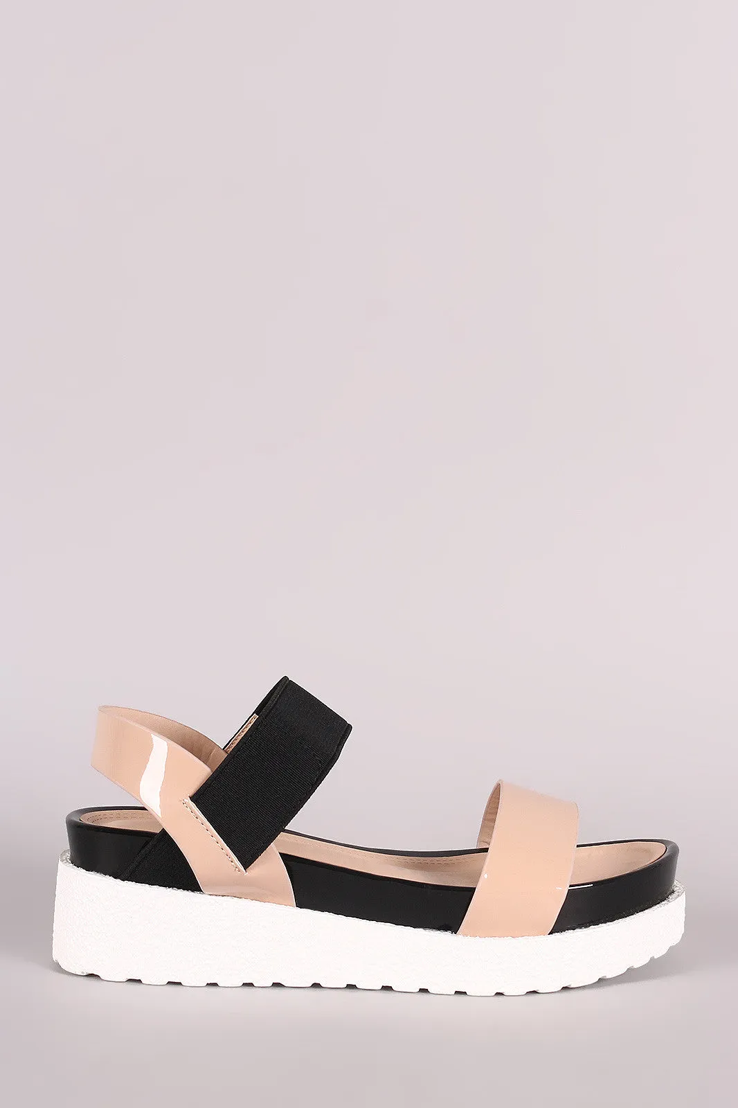 Two Tone Open Toe Flatform Sandal