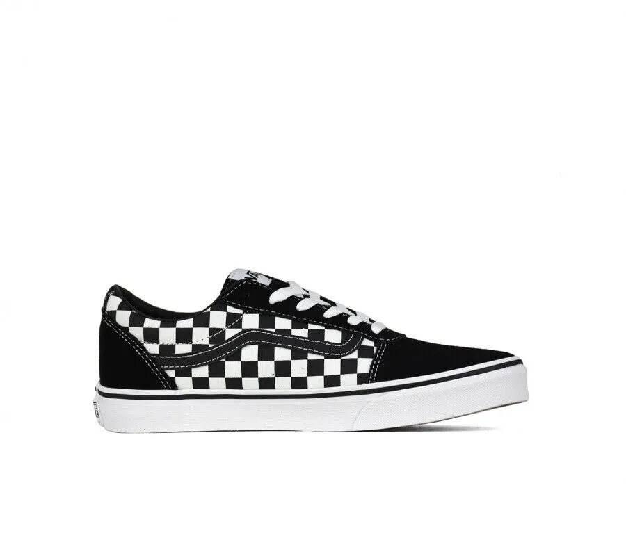 Vans Ward VN0A38J9PVJ1 Unisex Kids Black/White Checkerboard Skate Shoes B875