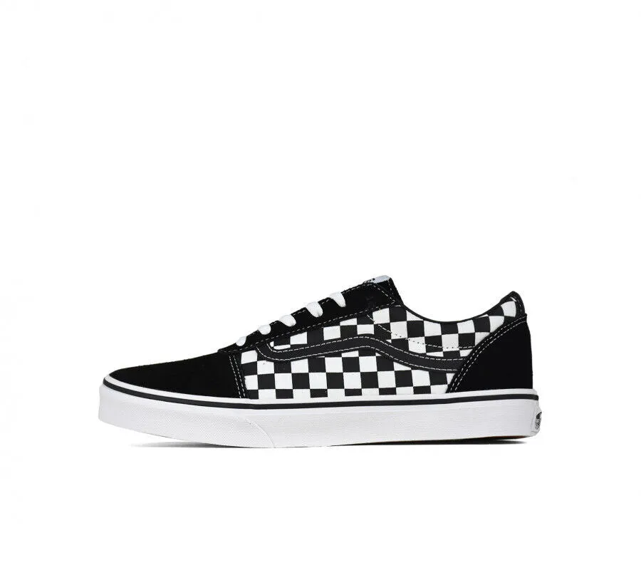 Vans Ward VN0A38J9PVJ1 Unisex Kids Black/White Checkerboard Skate Shoes B875