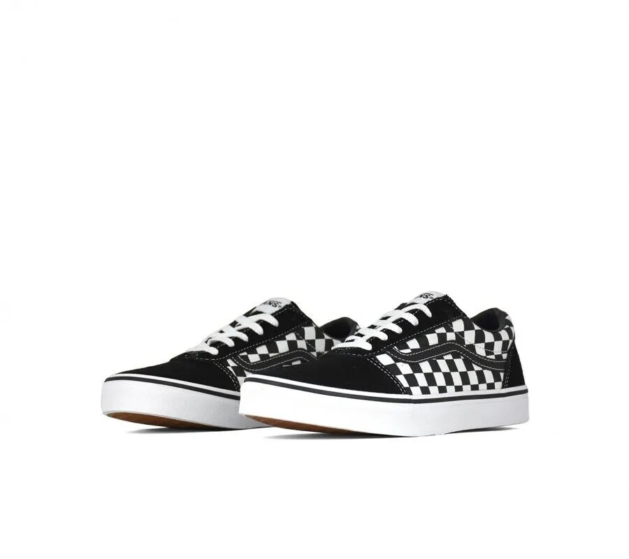 Vans Ward VN0A38J9PVJ1 Unisex Kids Black/White Checkerboard Skate Shoes B875