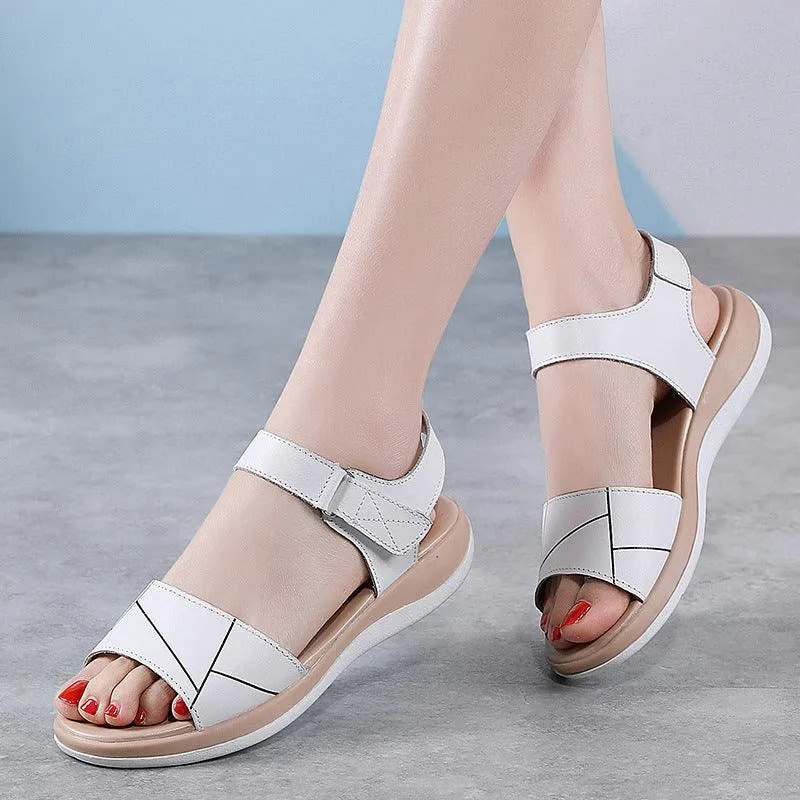 Velcro Flat Student Korean Style All-matching Flat Heel Casual Breathable Sandals