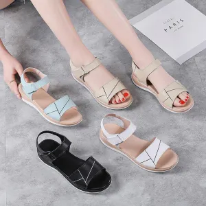 Velcro Flat Student Korean Style All-matching Flat Heel Casual Breathable Sandals