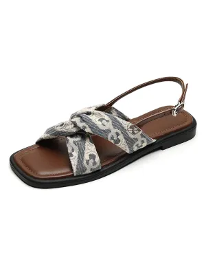 Vintage Artificial Leahter Canvas Sandals