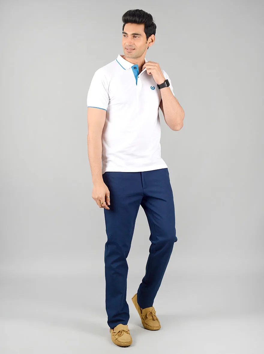 White Solid Slim Fit Polo T-shirt | Greenfibre