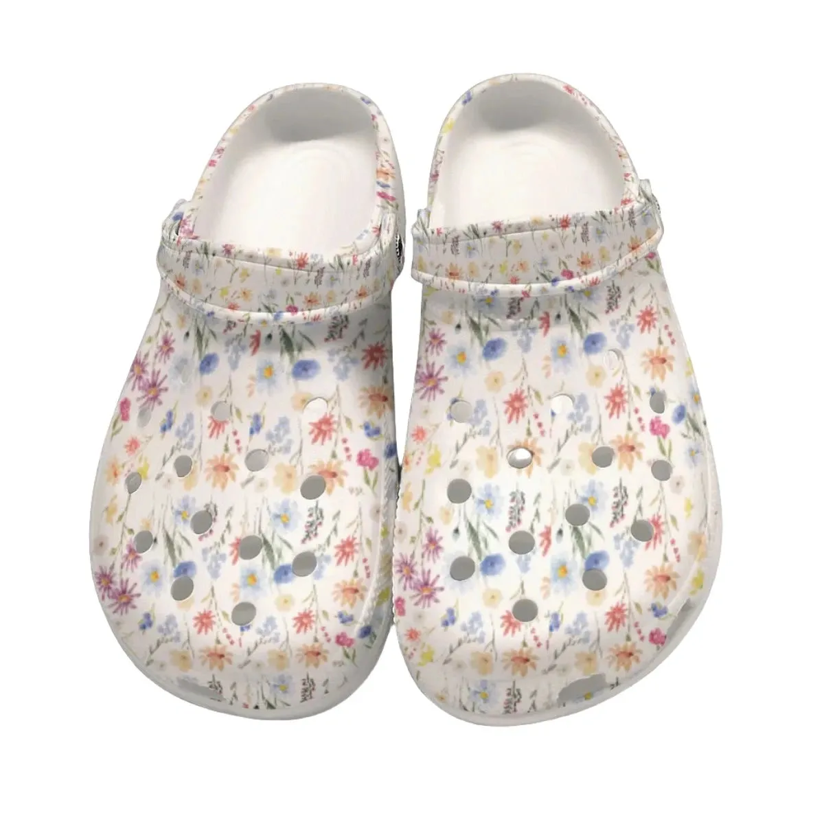 Wildflowers Painted White Rubber Shoes up to size 12