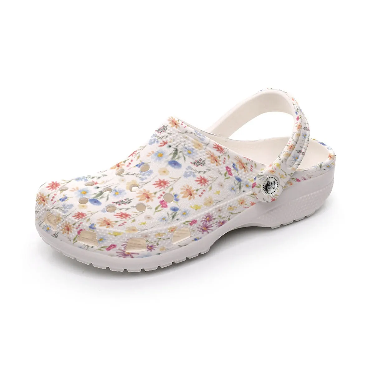 Wildflowers Painted White Rubber Shoes up to size 12