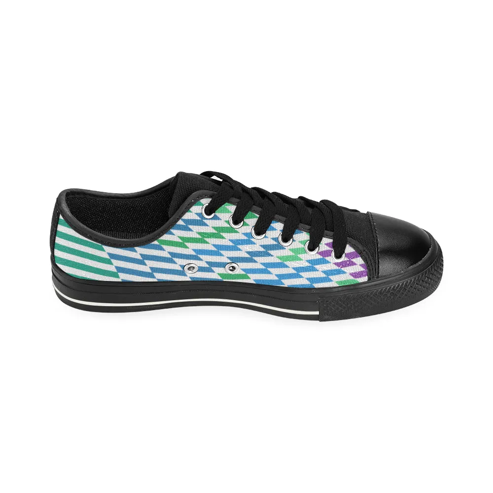 Women Big Size Checkers Print Canvas Low Top Shoes