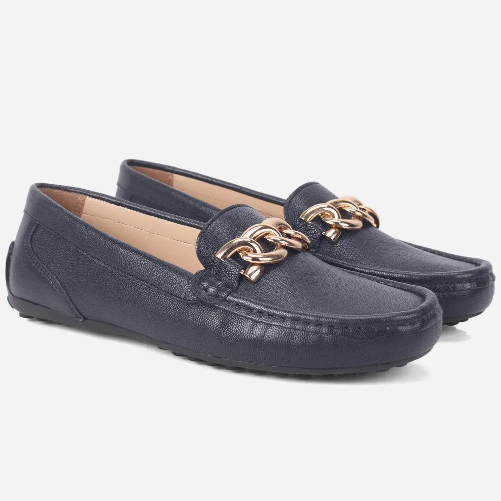 Women "BORLA" Buckled Leather Moccasins