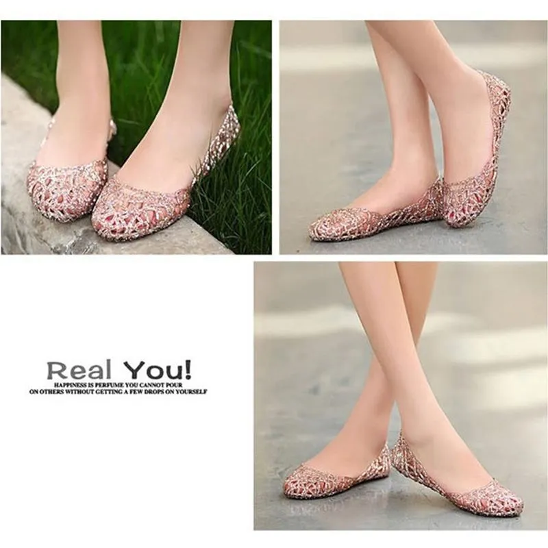 Women Soft Hollow Out Jelly Clear Flats Sandals