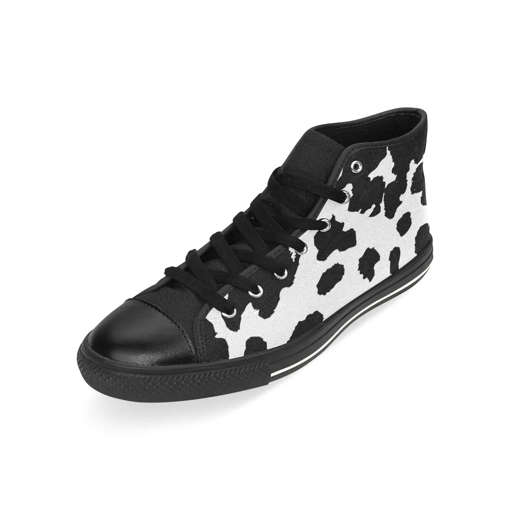 Women's Big Size B/W Cow Print High Top Canvas Shoes