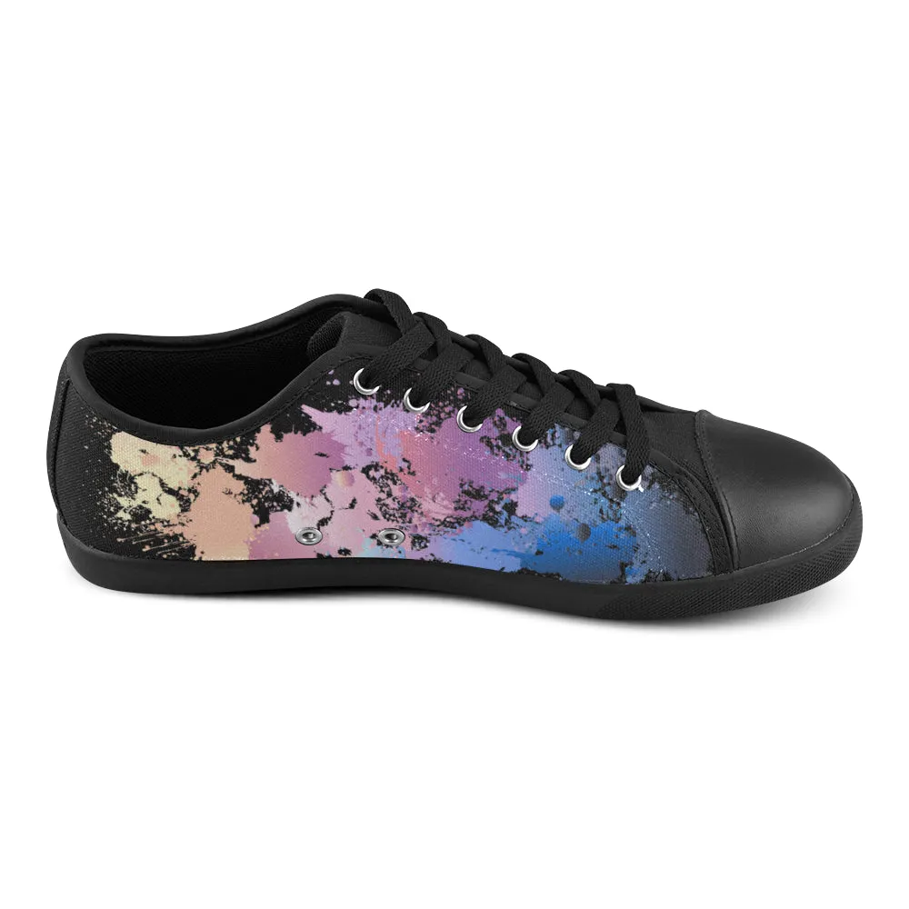 Women's Big Size Dabbed Paint Splatter Print Canvas Low Top Shoes