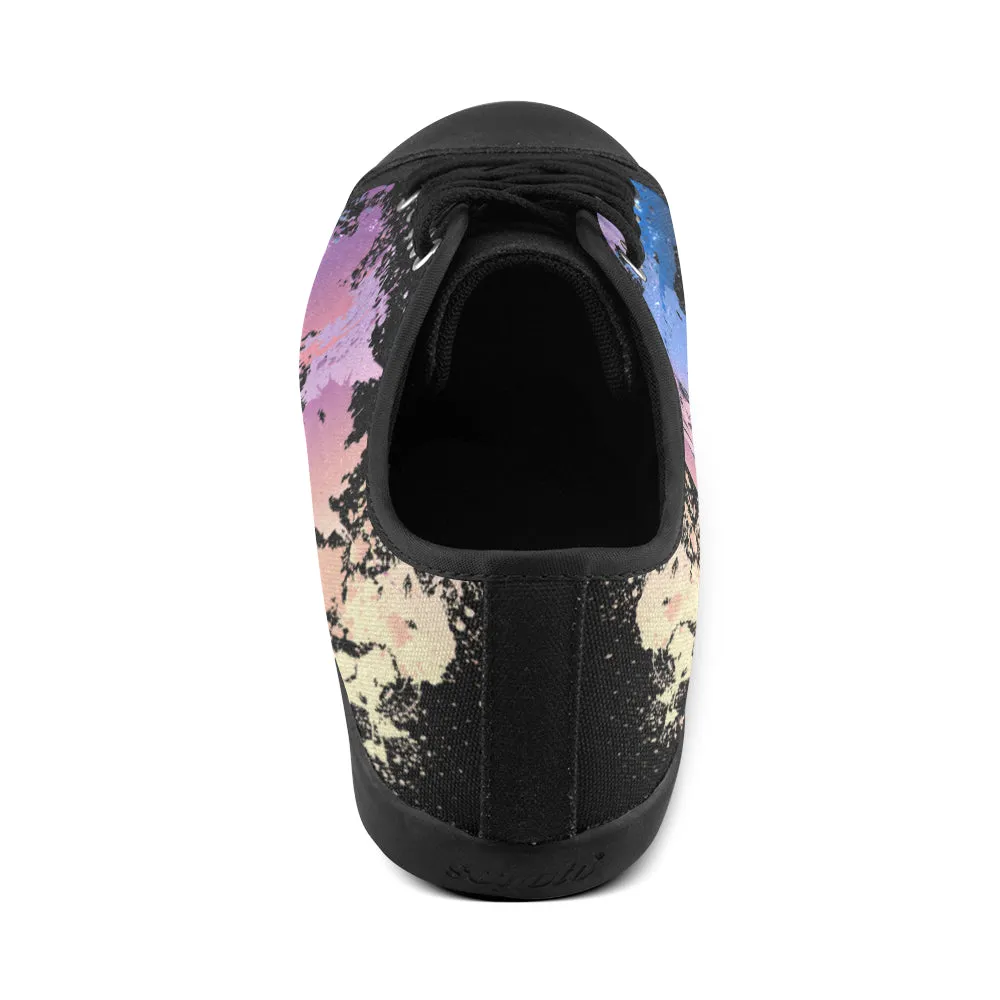 Women's Big Size Dabbed Paint Splatter Print Canvas Low Top Shoes