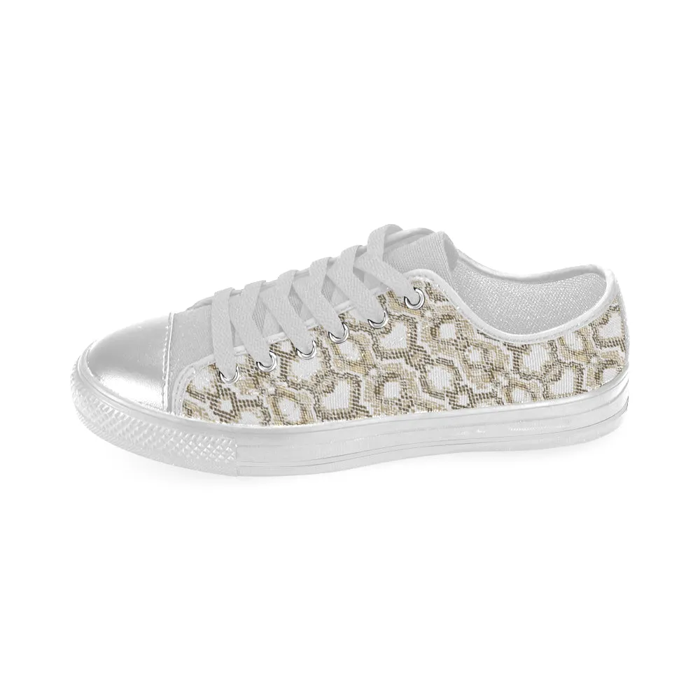 Women's Big Size Golden Snake Print Low Top Canvas Shoes