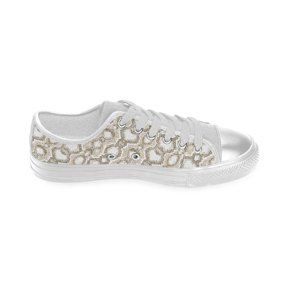 Women's Big Size Golden Snake Print Low Top Canvas Shoes