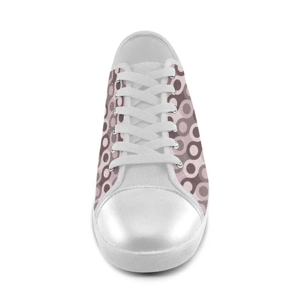 Women's Big Size Stacked Dots Polka Print Canvas Low Top Shoes