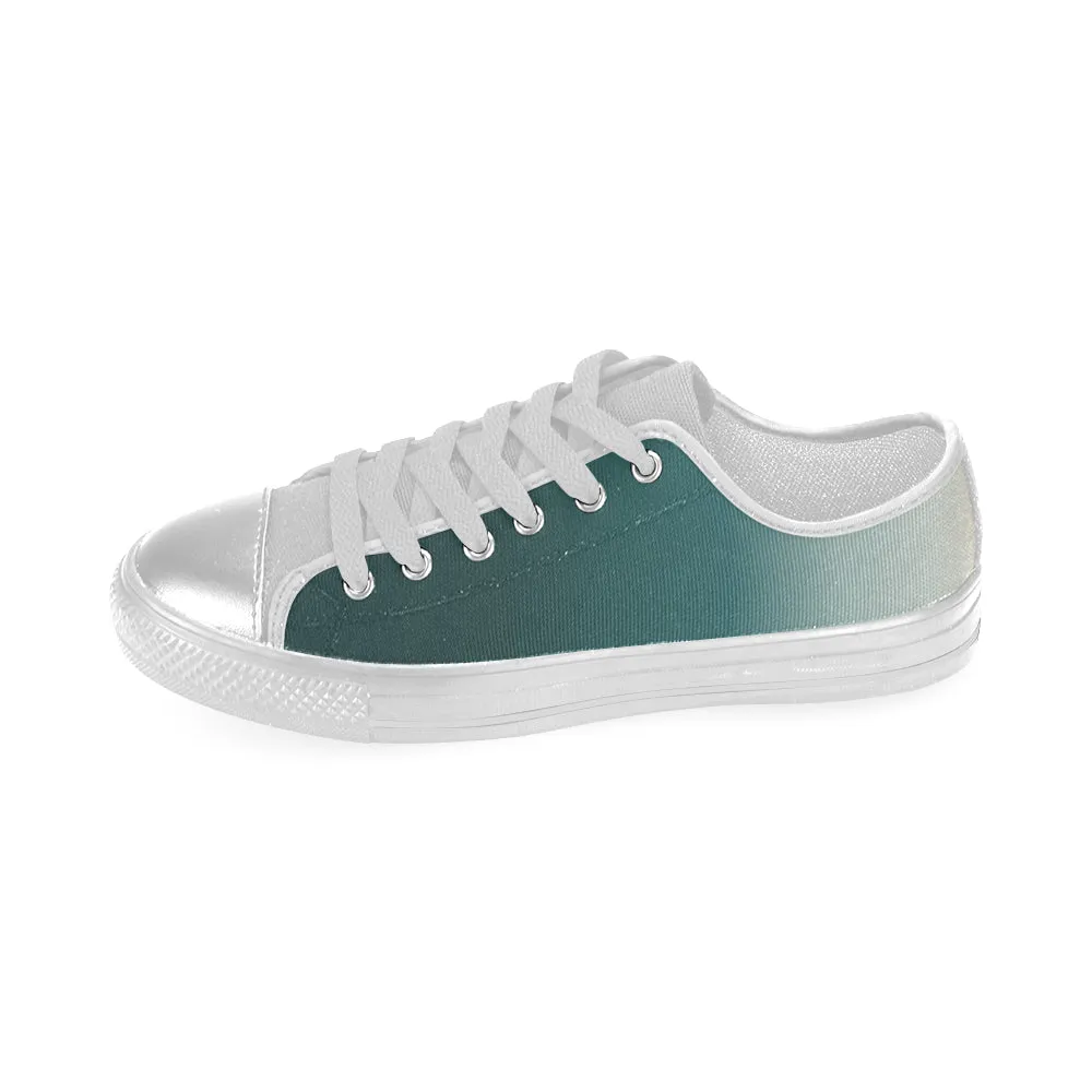 Women's Big Size Turquoise Blue Solids Print Low Top Canvas Shoes