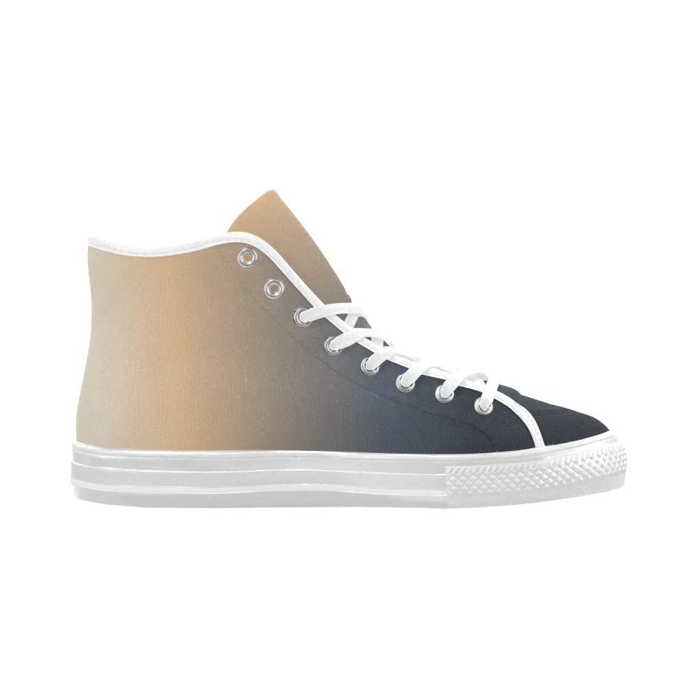 Women's Blue Peach Solids Print High Top Canvas Shoes