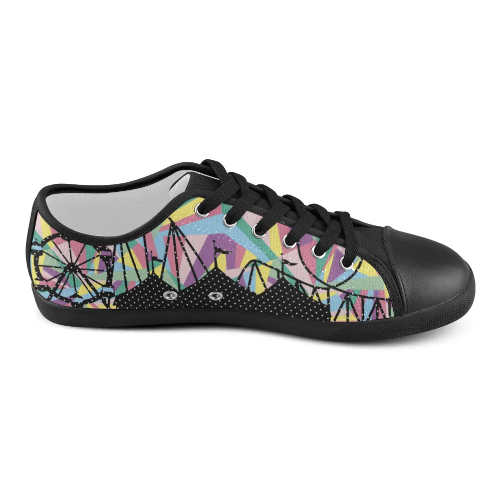 Women's Circus Pop Art Print Canvas Low Top Shoes