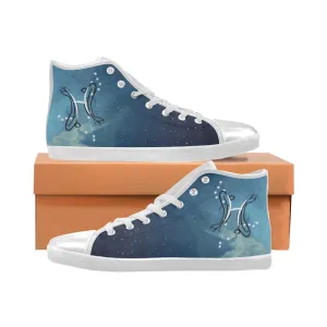 Women's Pisces Constellation Zodiac Print Canvas High Top Shoes