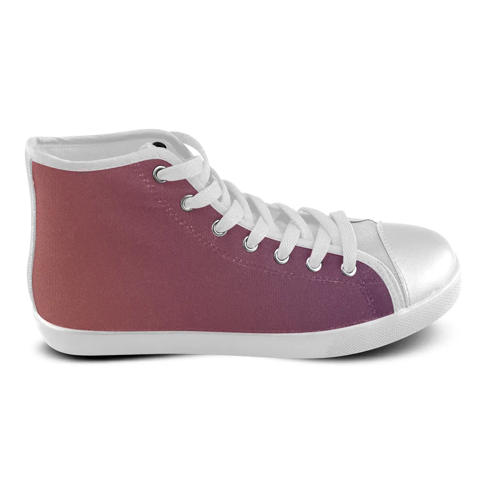 Women's Purple-Mauve Gradient Print High Top Canvas Shoes