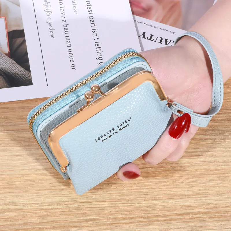 Women's Short Leather Wallet Multiple Card Slots Large Capacity