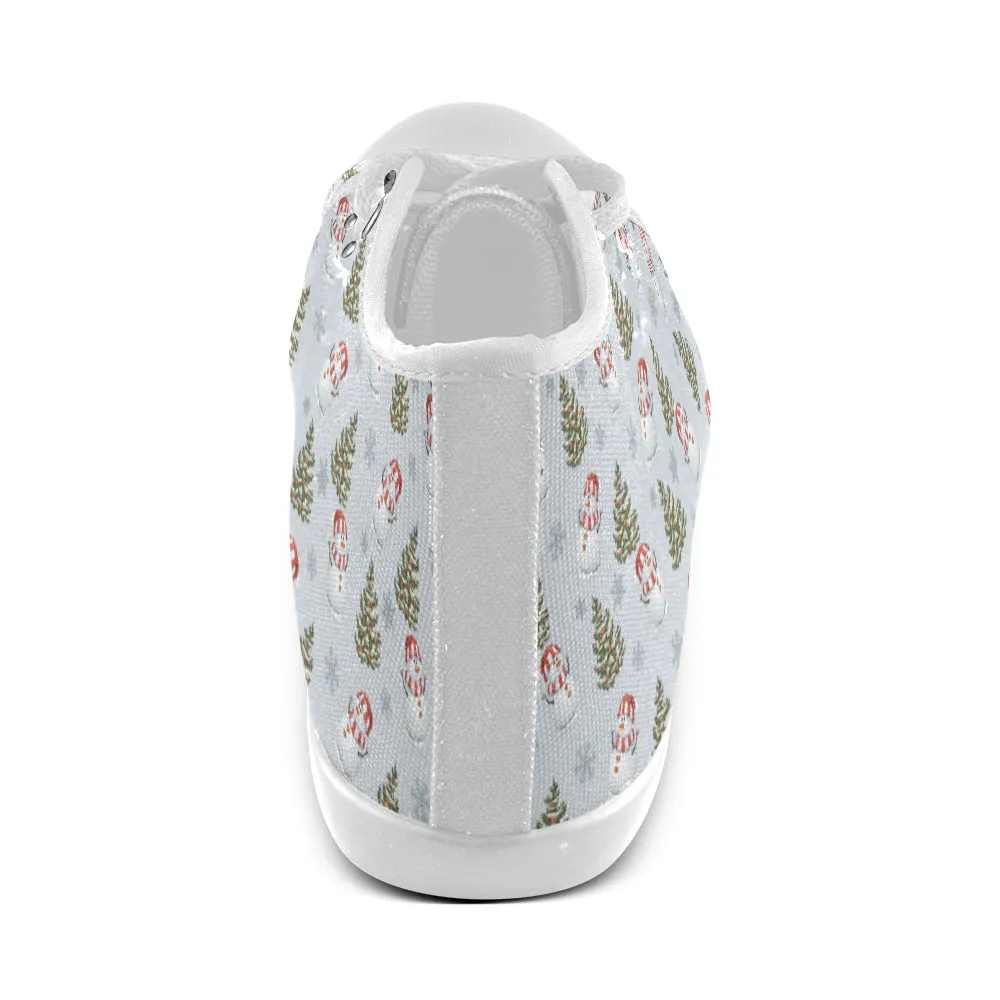 Women's Snowman Christmas Print Canvas High Top Shoes